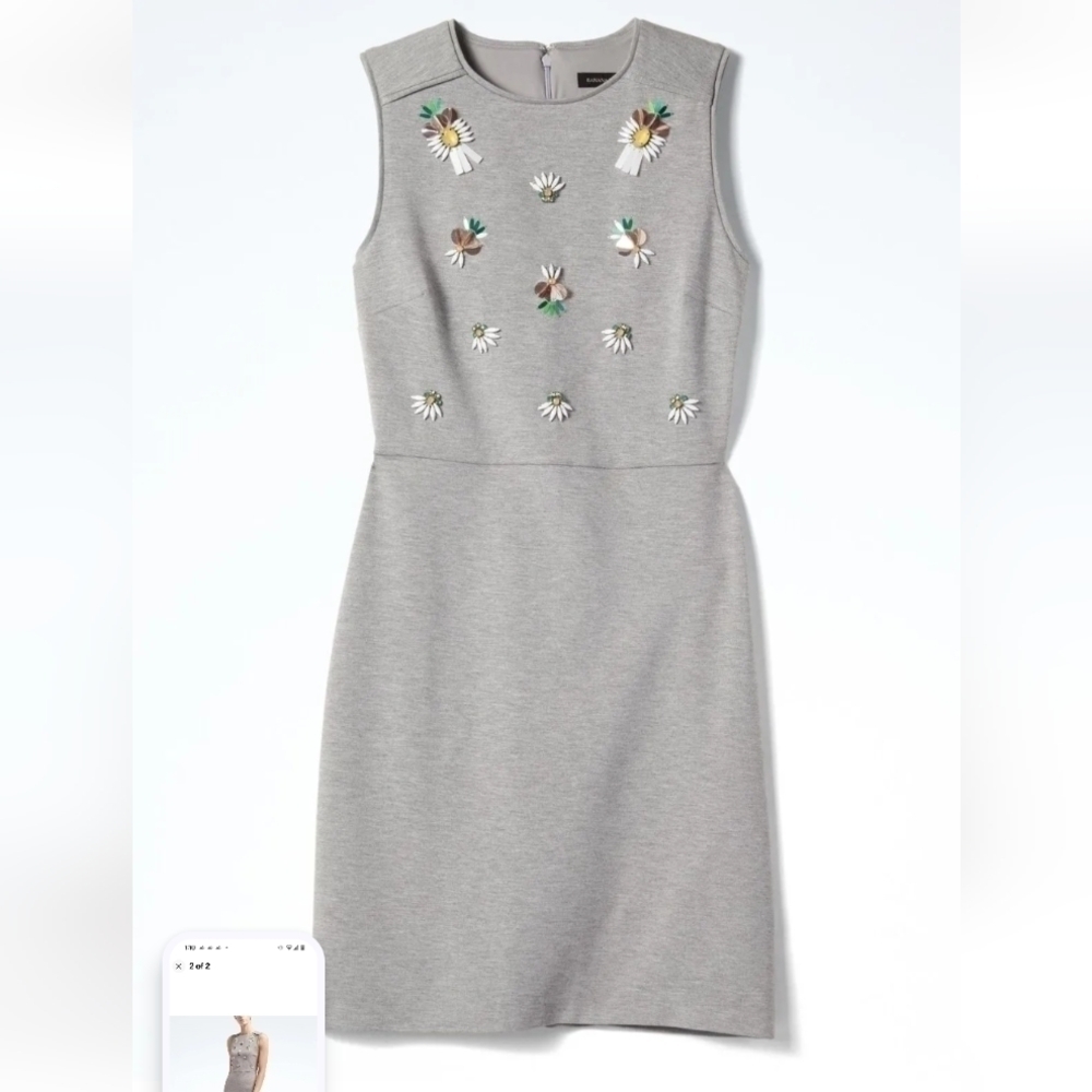 Excellent Condition Banana Republic Sleeveless Knit Pineapple Dress Gray Size 14 - Picture 3 of 16